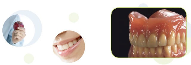 Main tenant une pomme, sourire, prothèse biofonctionnelle